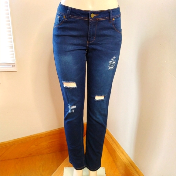 Kismore Denim Distress Jeans Pants - Picture 2 of 8